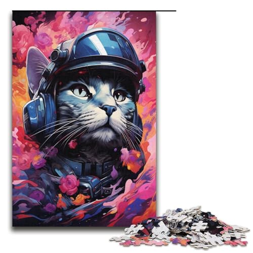 Puzzles 1000 Teile für Erwachsene Puzzles für Erwachsene 1000-Teile-Puzzle Lernspiele - Bunte exotische Sternenhimmelkatze von ouynngjing