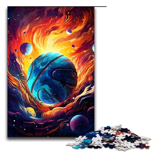 Puzzles 1000 Teile für Erwachsene Puzzles für Erwachsene 1000-teiliges Puzzle Lernspiele - Basketball umgeben von Planeten von ouynngjing