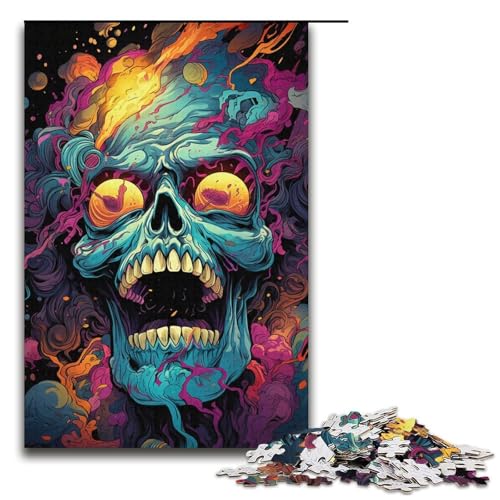 Puzzles 1000 Teile für Erwachsene Puzzles für Erwachsene 1000-teiliges Puzzle Lernspiele - Bizarrer bunter Totenkopf von ouynngjing