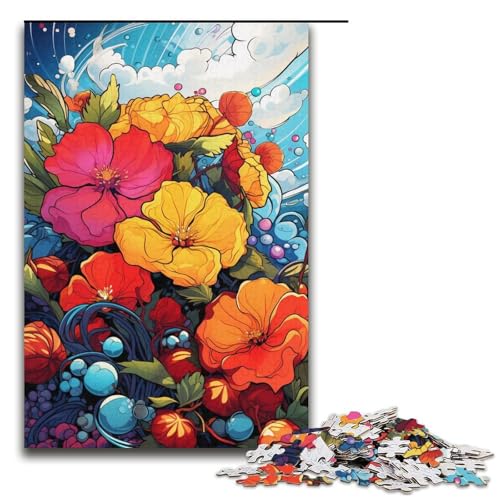 Puzzles 1000 Teile für Erwachsene Puzzles für Erwachsene 1000-teiliges Puzzle Lernspiele-Bunte Blumen von ouynngjing