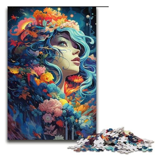 Puzzles 1000 Teile für Erwachsene Puzzles für Erwachsene 1000-teiliges Puzzle Lernspiele - Bunte Fantasiegöttin von ouynngjing