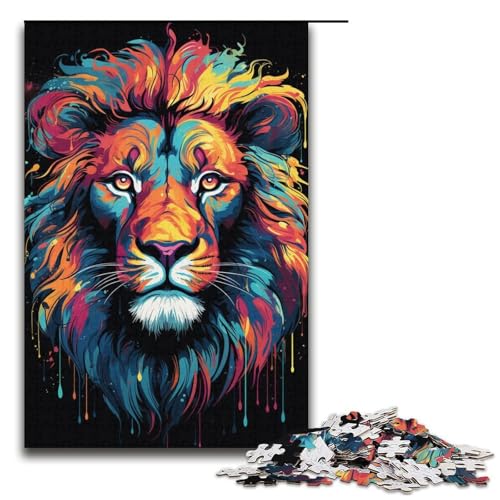 Puzzles 1000 Teile für Erwachsene Puzzles für Erwachsene 1000-teiliges Puzzle Lernspiele - Bunte Fantasy-Löwenkunst von ouynngjing