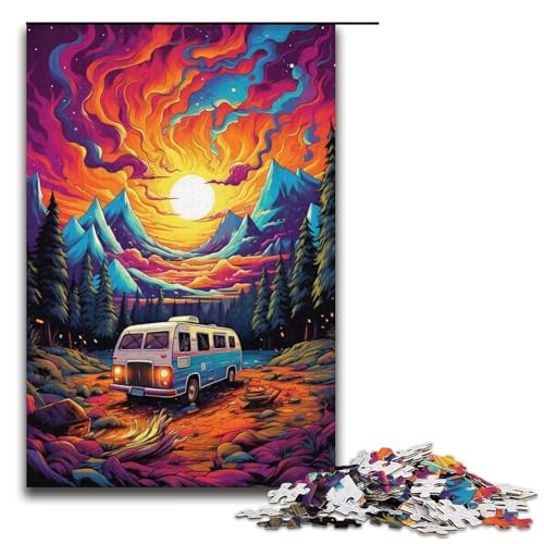 Puzzles 1000 Teile für Erwachsene Puzzles für Erwachsene 1000-teiliges Puzzle Lernspiele - Bunte Landschaft für Camping von ouynngjing