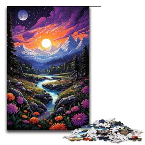 Puzzles 1000 Teile für Erwachsene Puzzles für Erwachsene 1000-teiliges Puzzle Lernspiele - Bunte psychedelische Fantasielandschaft von ouynngjing