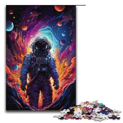 Puzzles 1000 Teile für Erwachsene Puzzles für Erwachsene 1000-teiliges Puzzle Lernspiele - Bunter Fantasy-Astronaut von ouynngjing