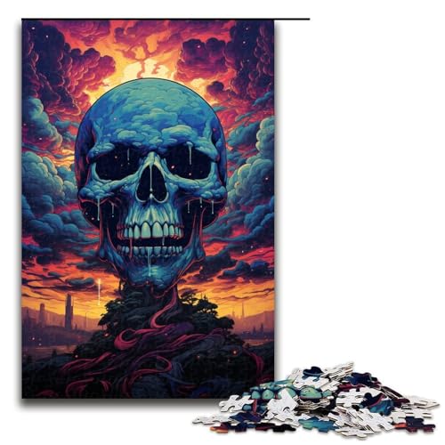 Puzzles 1000 Teile für Erwachsene Puzzles für Erwachsene 1000-teiliges Puzzle Lernspiele - Bunter Fantasy-Höllenschädel von ouynngjing