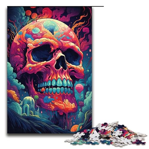 Puzzles 1000 Teile für Erwachsene Puzzles für Erwachsene 1000-teiliges Puzzle Lernspiele - Bunter Psychedelischer Spaced Skull von ouynngjing