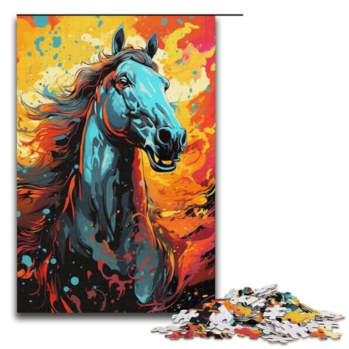 Puzzles 1000 Teile für Erwachsene Puzzles für Erwachsene 1000-teiliges Puzzle Lernspiele - Buntes Fantasiepferd von ouynngjing