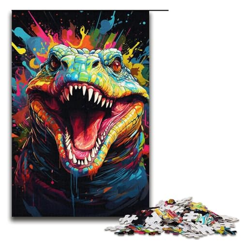 Puzzles 1000 Teile für Erwachsene Puzzles für Erwachsene 1000-teiliges Puzzle Lernspiele - Buntes Gemälde Krokodil von ouynngjing