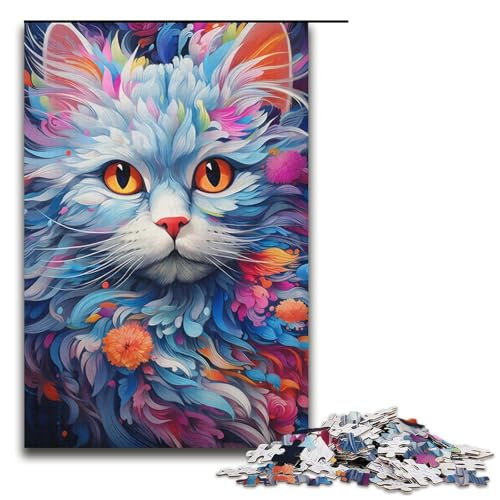Puzzles 1000 Teile für Erwachsene Puzzles für Erwachsene 1000-teiliges Puzzle Lernspiele - Buntes süßes Kätzchen von ouynngjing