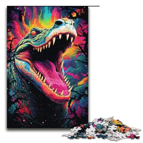 Puzzles 1000 Teile für Erwachsene Puzzles für Erwachsene 1000-teiliges Puzzle Lernspiele-Buntes wildes Krokodil12 von ouynngjing