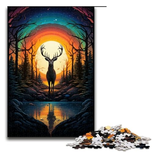 Puzzles 1000 Teile für Erwachsene Puzzles für Erwachsene 1000-teiliges Puzzle Lernspiele-Farbhirsch von ouynngjing
