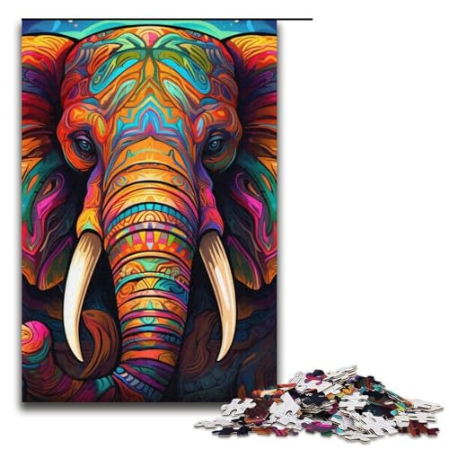 Puzzles 1000 Teile für Erwachsene Puzzles für Erwachsene 1000 teiliges Puzzle Lernspiele Psychedelischer Elefant von ouynngjing