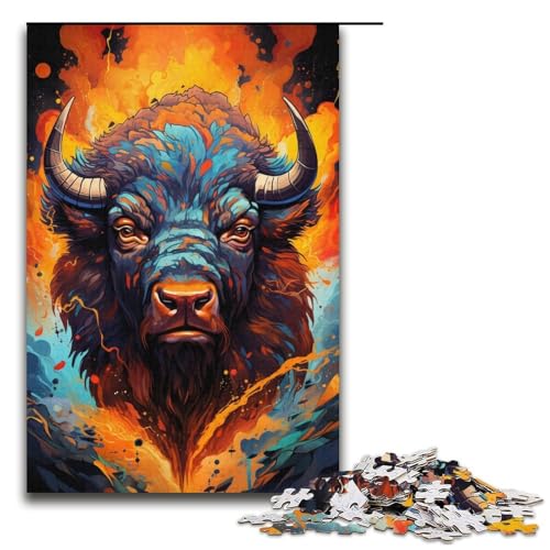 Puzzles 1000 Teile für Erwachsene Puzzles für Erwachsene 1000teiliges Puzzle Lernspiele Bisons farbenfrohes psychedelisches von ouynngjing