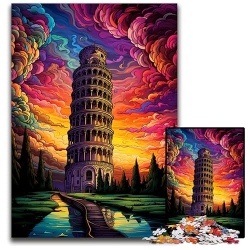 Schiefer Turm von Pisa Italien 1000teiliges Puzzle für Erwachsene Holzpuzzle für Erwachsene perfekt für Teenager und Sammler ideale Heimdekoration und Reisegeschenk 1000 Teile (75 x 50 cm) von ouynngjing