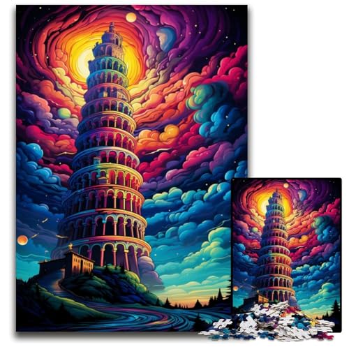 Schiefer Turm von Pisa Italien 1000teiliges Puzzle für Erwachsene Puzzles Geburtstagsgeschenkidee anspruchsvolles Denkspiel 1000 Teile (38 x 26 cm) von ouynngjing
