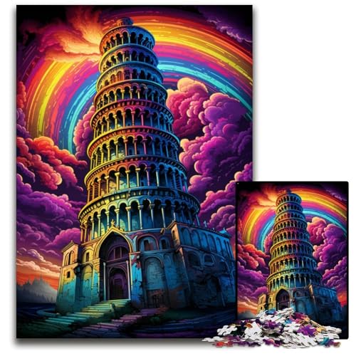 Schiefer Turm von Pisa Italien Puzzle 1000 Teile für Erwachsene anspruchsvolle Puzzles anspruchsvolles DIYDenkspiel perfektes Familienspiel oder dekoratives Geschenk 1000 Teile (38 x 26 cm) von ouynngjing