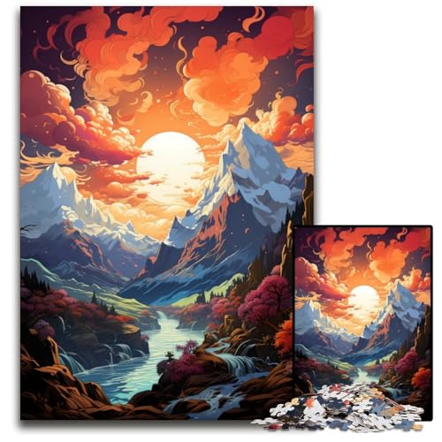 Schweizer Jungfrau-Farbpuzzle 1000 Teile Holzpuzzle für Teenager und Familienspaß – DIY-Denkspiel Geschenk 1000 Teile (75x50cm) von ouynngjing