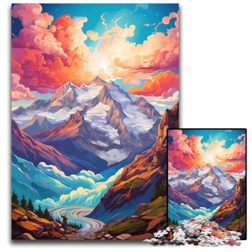 Schweizer Jungfrau Farbpuzzle mit 1000 Teilen Geschenke anspruchsvolle Puzzles anspruchsvolle Denksportaufgabe – entspannendes Spielzeug für Teenager 1000 Teile (38x26cm) von ouynngjing