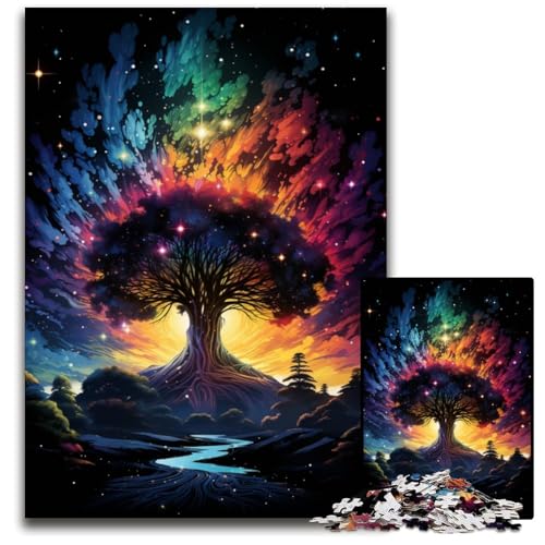 Tree_Colorful 1000-Teile-Puzzle-Geschenke anspruchsvolle Puzzles anspruchsvolle Denksportaufgabe – entspannendes Spielzeug für Teenager 1000 Teile (38x26cm) von ouynngjing