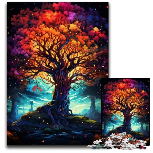 Tree_of_Wisdom_Colorful 1000-teiliges Puzzle. Unmögliche Puzzles für Erwachsene. Hochschwieriges Denkspiel für Teenager. 1000 Teile (38x26cm) von ouynngjing