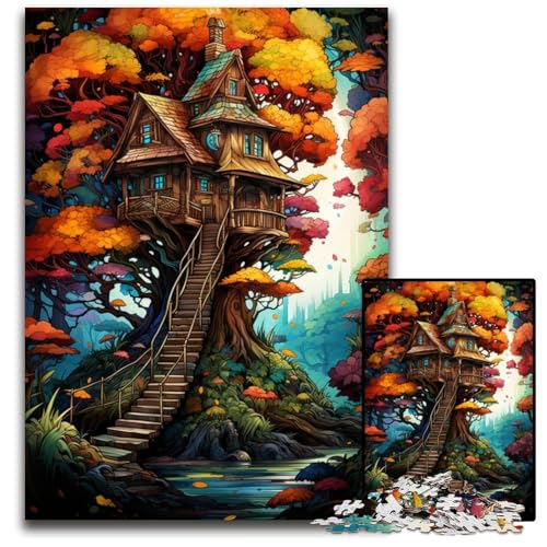 Treehouse_in_The_Woods 1000-teiliges Puzzle-Geschenk anspruchsvolle Puzzles anspruchsvolle Denksportaufgabe – entspannendes Spielzeug für Teenager 1000 Teile (75x50cm) von ouynngjing