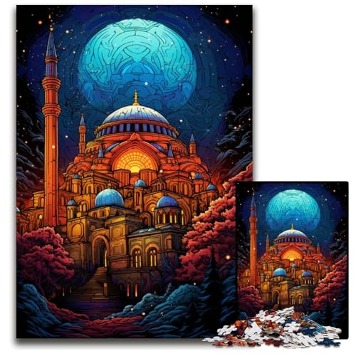 Türkiye Hagia Sophia 1000-teiliges Puzzle Holzpuzzle für Teenager und Familienspaß – DIY-Denkspiel Geschenk 1000 Teile (75x50cm) von ouynngjing