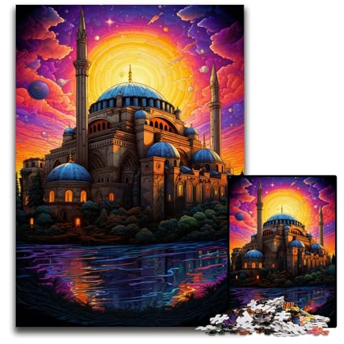 Türkiye Hagia Sophia 1000-teiliges Puzzle Holzpuzzle für Teenager und Familienspaß – DIY-Denkspiel Geschenk 1000 Teile (75x50cm) von ouynngjing
