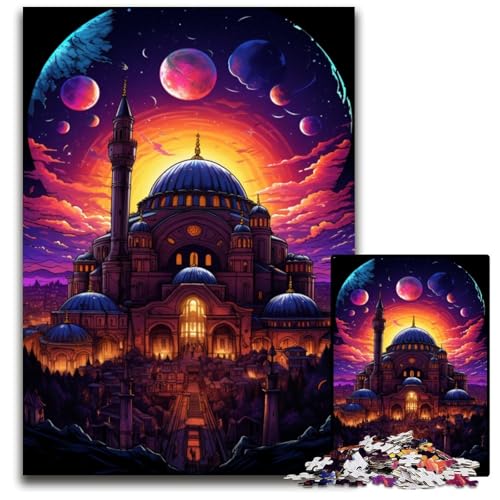 Türkiye Hagia Sophia 1000-teiliges Puzzle Holzpuzzle für Teenager und Familienspaß – DIY-Denkspiel Geschenk 1000 Teile (75x50cm) von ouynngjing