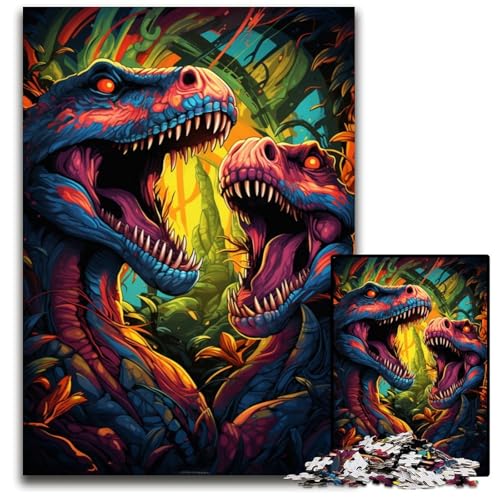 Tyrannosaurus Rex auf der Suche nach Beute 1000-teiliges Puzzle Holzpuzzle für Teenager und Familienspaß – DIY-Denkspiel Geschenk 1000 Teile (75x50cm) von ouynngjing