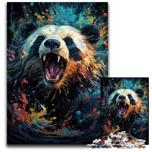 Unterwasser-Panda farbenfrohes psychedelisches Puzzle mit 1000 Teilen Holzpuzzle für Teenager und Familienspaß – DIY-Denkspiel Geschenk 1000 Teile (75x50cm) von ouynngjing