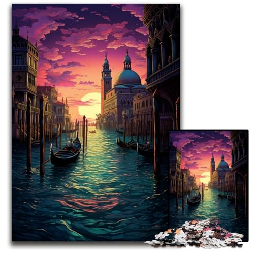 Venedig Italien Puzzle 1000 Teile für Erwachsene Holzpuzzle für Erwachsene Denkspiel interaktives Familienspiel geeignet für alle Altersgruppen + 1000 PCS (75 x 50 cm) von ouynngjing