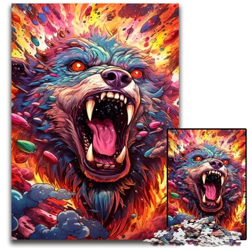 Violent Warrior Bear 1000-teiliges Puzzle Holzpuzzle für Teenager und Familienspaß – DIY-Denkspiel Geschenk 1000 Teile (75x50cm) von ouynngjing