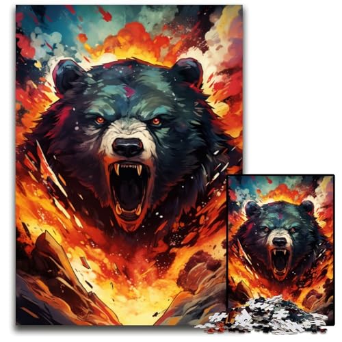 Violent Warrior Bear 1000-teiliges Puzzle für Erwachsene Puzzles zum Selbermachen dekoratives Spiel interaktives Familienspielzeug 1000 Teile (75x50cm) von ouynngjing