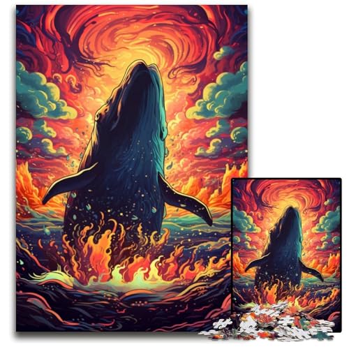 Wal im Meer 1000-teiliges Puzzle für Erwachsene schwierige Puzzles für Erwachsene Geburtstagsgeschenkidee anspruchsvolles Denkspiel 1000 Teile (38x26cm) von ouynngjing