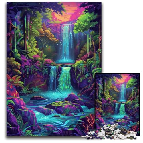 Wasserfall im Dschungel 1000-teiliges Puzzle Unmögliches Puzzle für Erwachsene Hochschwieriges Denkspiel für Teenager 1000 Teile (75x50cm) von ouynngjing