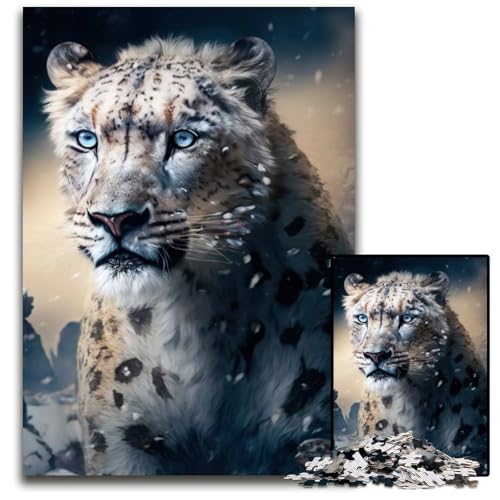 Weißer Leopard 1000teiliges Puzzle für Erwachsene Puzzles Geburtstagsgeschenkidee anspruchsvolles Denkspiel 1000 Teile (75 x 50 cm) von ouynngjing