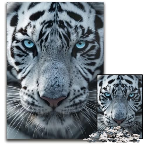 Weißer sibirischer Tiger Puzzle 1000 Teile Holzpuzzle Weihnachten Halloween Ostern Neujahr 1000 Teile (38 x 26 cm) von ouynngjing