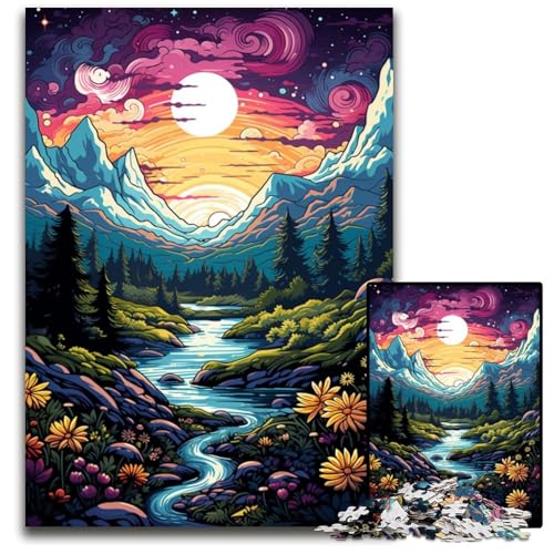 Wildblumenfelder unter den Bergen 1000-teiliges Puzzle aus Papier für Erwachsene Aktivität zu Hause für Feiertage Geburtstage und Spieleabende mit der Familie 1000 Teile (38x26cm) von ouynngjing