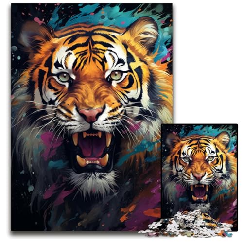 Wilder Tiger GemäldePuzzle 1000 Teile Holzpuzzle Weihnachten Halloween Ostern Neujahr 1000 Teile (38 x 26 cm) von ouynngjing
