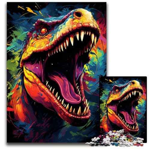 Wildes DinosaurierMalpuzzle für Erwachsene 1000teiliges Puzzle für Erwachsene Geburtstage Feiertage am besten für Weihnachten 1000 Teile (38 x 26 cm) von ouynngjing