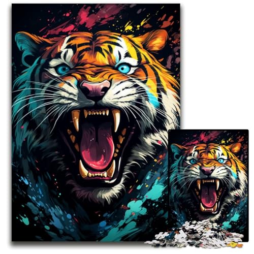 Wildes Gemälde Feuertiger Puzzle für Erwachsene 1000 Teile Puzzle für Erwachsene Geburtstage Feiertage am besten für Weihnachten 1000 Teile (75 x 50 cm) von ouynngjing