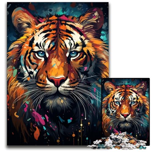 Wildes Gemälde exotischer Tiger 1000teiliges Puzzle für Erwachsene Puzzles Geburtstagsgeschenkidee anspruchsvolles Denkspiel 1000 Teile (38 x 26 cm) von ouynngjing
