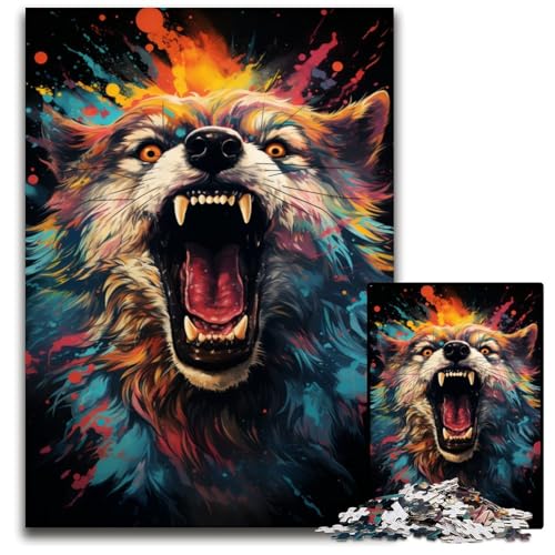 Wolf auf Weltraumhintergrund-Puzzles für 1000 Teile anspruchsvolle Puzzles Denksportaufgabe Spiel für Erwachsene interaktive Familienaktivität 1000 Teile (75x50cm) von ouynngjing