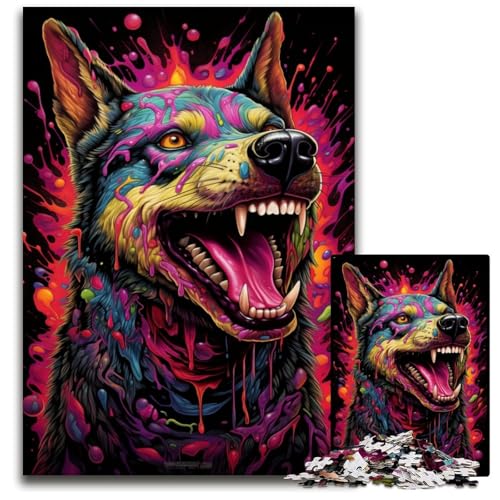 Zukünftiges farbenfrohes psychedelisches DobermannPuzzle mit 1000 Teilen für Erwachsene. Puzzles für Erwachsene Weihnachten Halloween Ostern Neujahr. 1000 Teile (75 x 50 cm) von ouynngjing