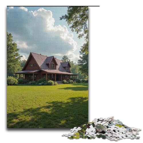 für Erwachsene 1000-teiliges Bauernhaus in der Ferne Puzzle für Erwachsene Holzpuzzle schwierig und herausfordernd 1000 Teile (38 x 26 cm) von ouynngjing