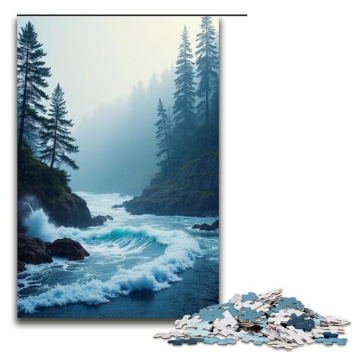 für Erwachsene 1000-teiliges Kiefernwellen-Puzzle () schwieriges und anspruchsvolles Holzpuzzle 1000 Teile (75 x 50 cm) von ouynngjing