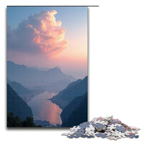 für Erwachsene 1000-teiliges Puzzle mit kleinen Kreisstädten für Erwachsene Holzpuzzle schwierig und herausfordernd 1000 Teile (75 x 50 cm) von ouynngjing