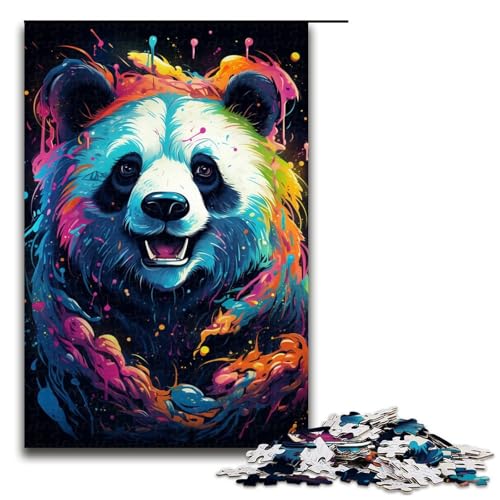 für Erwachsene 1000-teiliges farbenfrohes psychedelisches Panda-Puzzle für Erwachsene schwieriges und herausforderndes Holzpuzzle 1000 Teile (75 x 50 cm) von ouynngjing