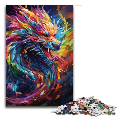 für Erwachsene 1000teiliges Psychedelic Art DragonPuzzle für Erwachsene schwieriges und herausforderndes Holzpuzzle 1000 Teile (38 x 26 cm) von ouynngjing